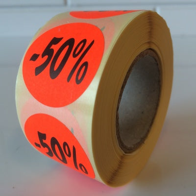 Klika - Etiket fluor rood 27mm -50% 500/rol