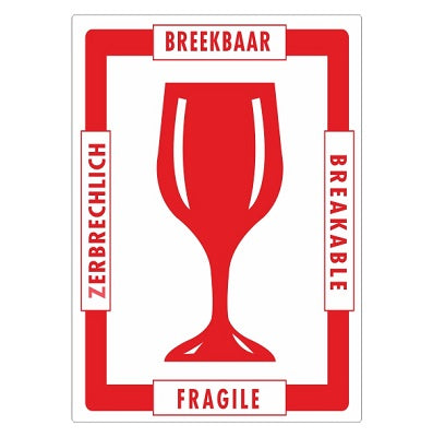 Klika - Etiket wit/rood 80x110mm Fragile glas