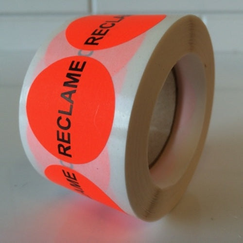 Klika - Etiket 35 mm fluor rood RECLAME 1000 rol