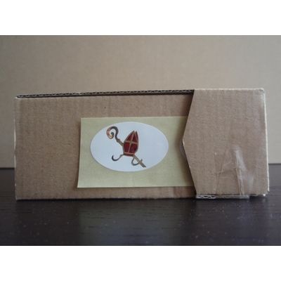 Klika - Etiket Sint/mijter wit/goud/rood ov38x24