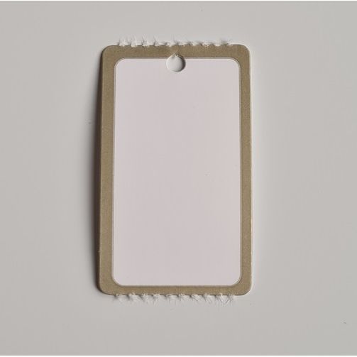 Klika - Hängeetikett auf Rolle 25x42 mm GOLD Rand 1000 15 Stück