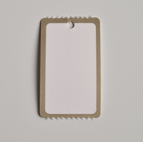 Klika - Hängeetikett auf Rolle 25x42 mm GOLD Rand 1000 15 Stück
