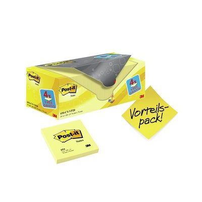 Post-it - Notizblock 654 76x76mm gelb 16 + 4 gratis