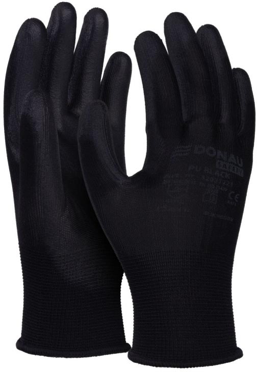 DONAU SAFETY - veiligheidshandschoenen PU, zwart, XL, maat 10