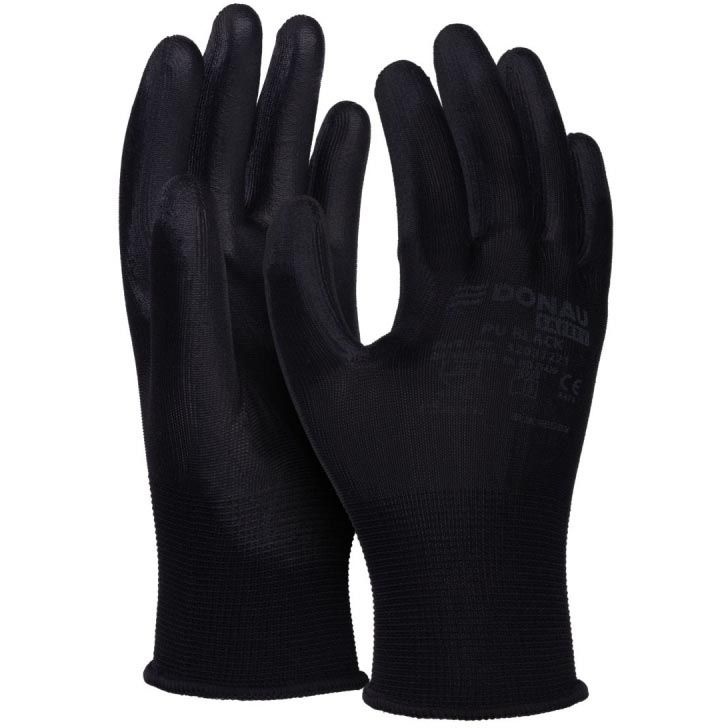 DONAU SAFETY - veiligheidshandschoenen PU, zwart, XL, maat 10