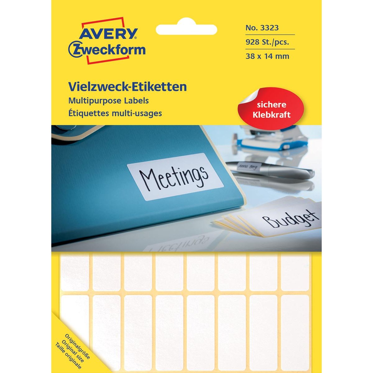 Avery Zweckform - Etikett Zweckform 3323 38x14mm weiß 928 Stück