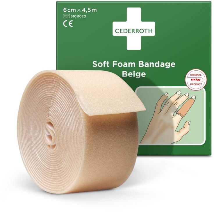 Cederroth - selbstklebende Schaumstoffbinde, beige, 6 cm x 4,5 m