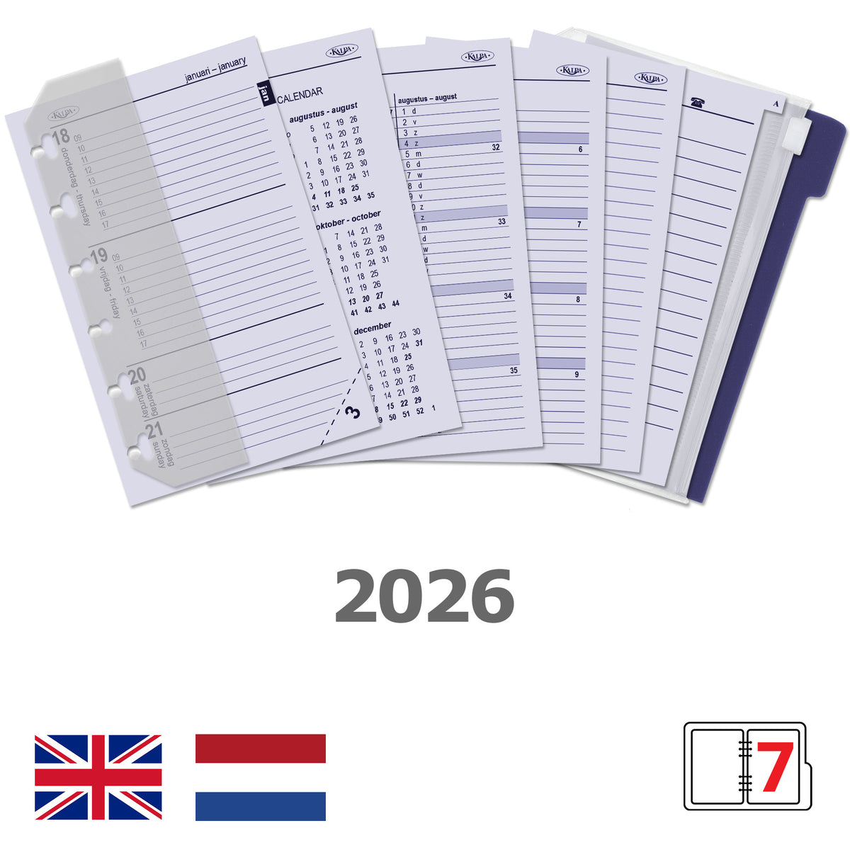 Kalpa - Agendavulling 2027 pocket jaardoos 7d/2p
