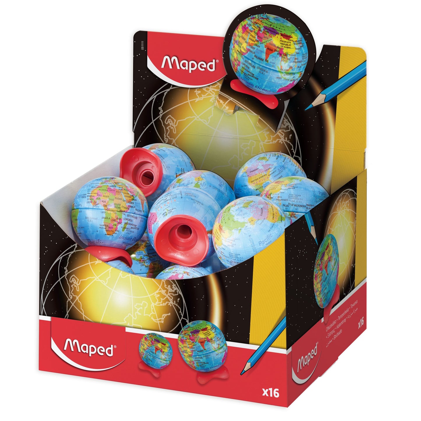 Maped - Bleistiftspitzer Globe Display mit 16 Stück