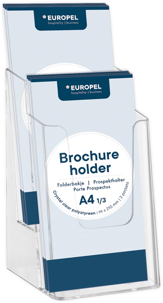 Europel - Prospekthalter Peel 2 Fächer 1/3 A4 transparent