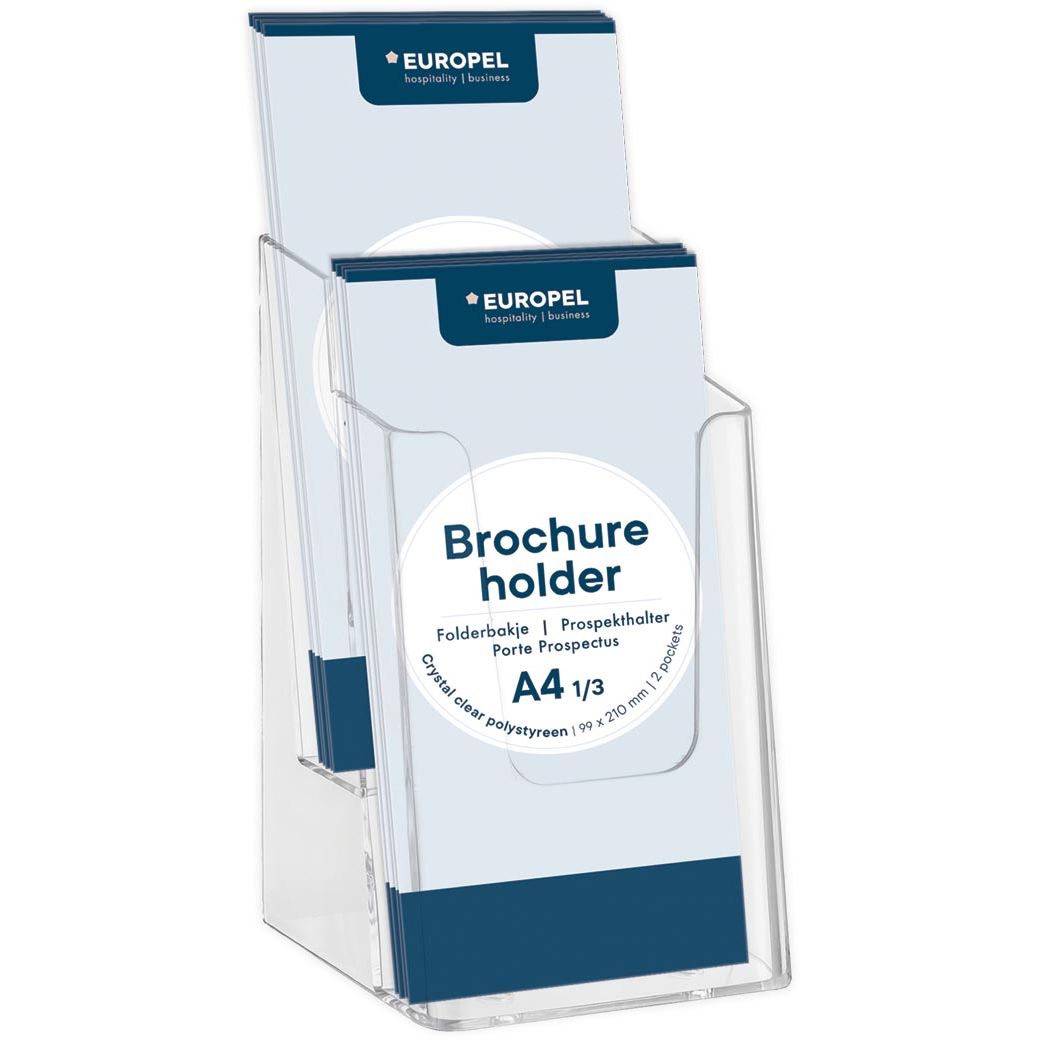 Europel - Prospekthalter Peel 2 Fächer 1/3 A4 transparent