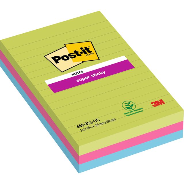 Post-it - Notizblock 660 super klebrig 102x152mm sort