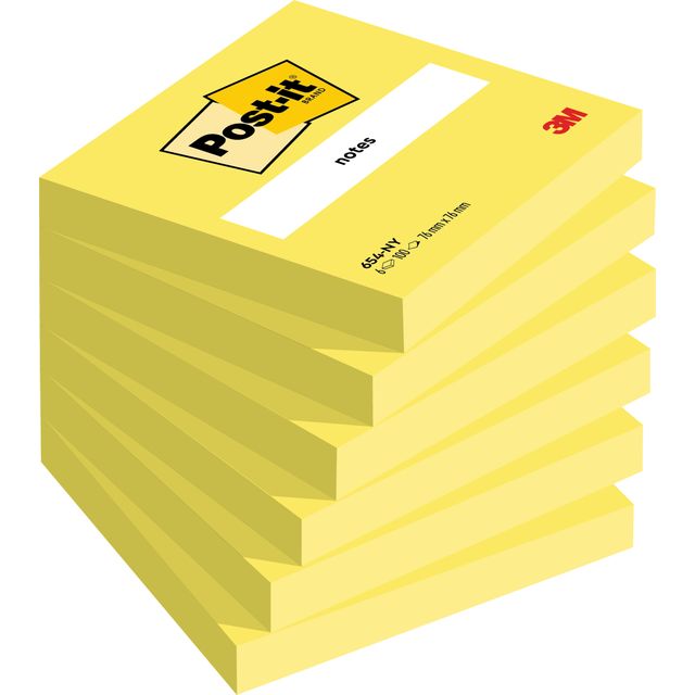 Post-it - Notizblock 654 76x76mm neongelb 100 Blatt | 6 Stück