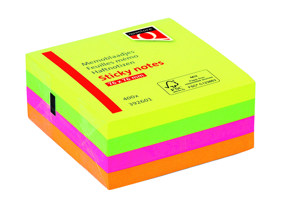 Quantore - Notizblock 76x76mm, klebriger Neon-Arsch | 60 Stück