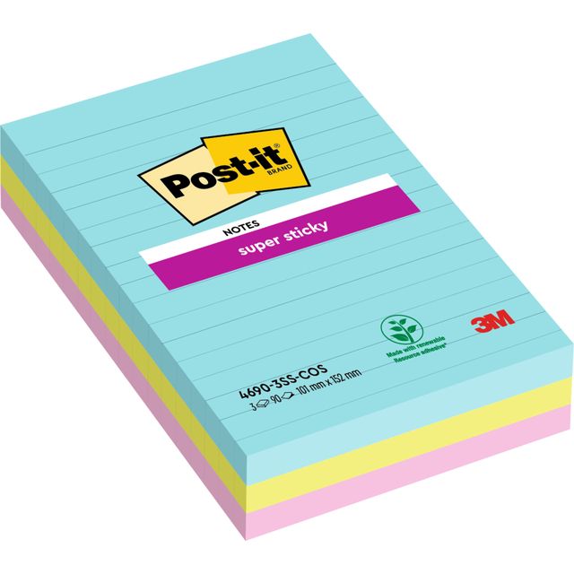 Post-it - Notizblock 4690 super klebrig 101x152mm cosm