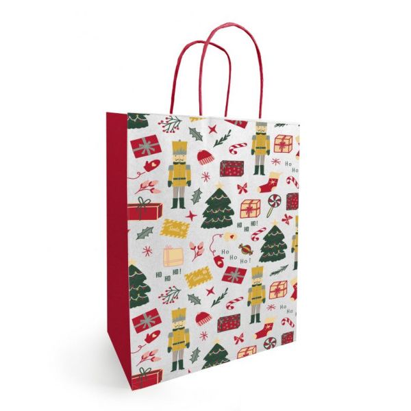 Timmers - Papierbeutel mit Kordelzug WEIHNACHTEN 23x12x30cm Noella Blanc (50 Stück)