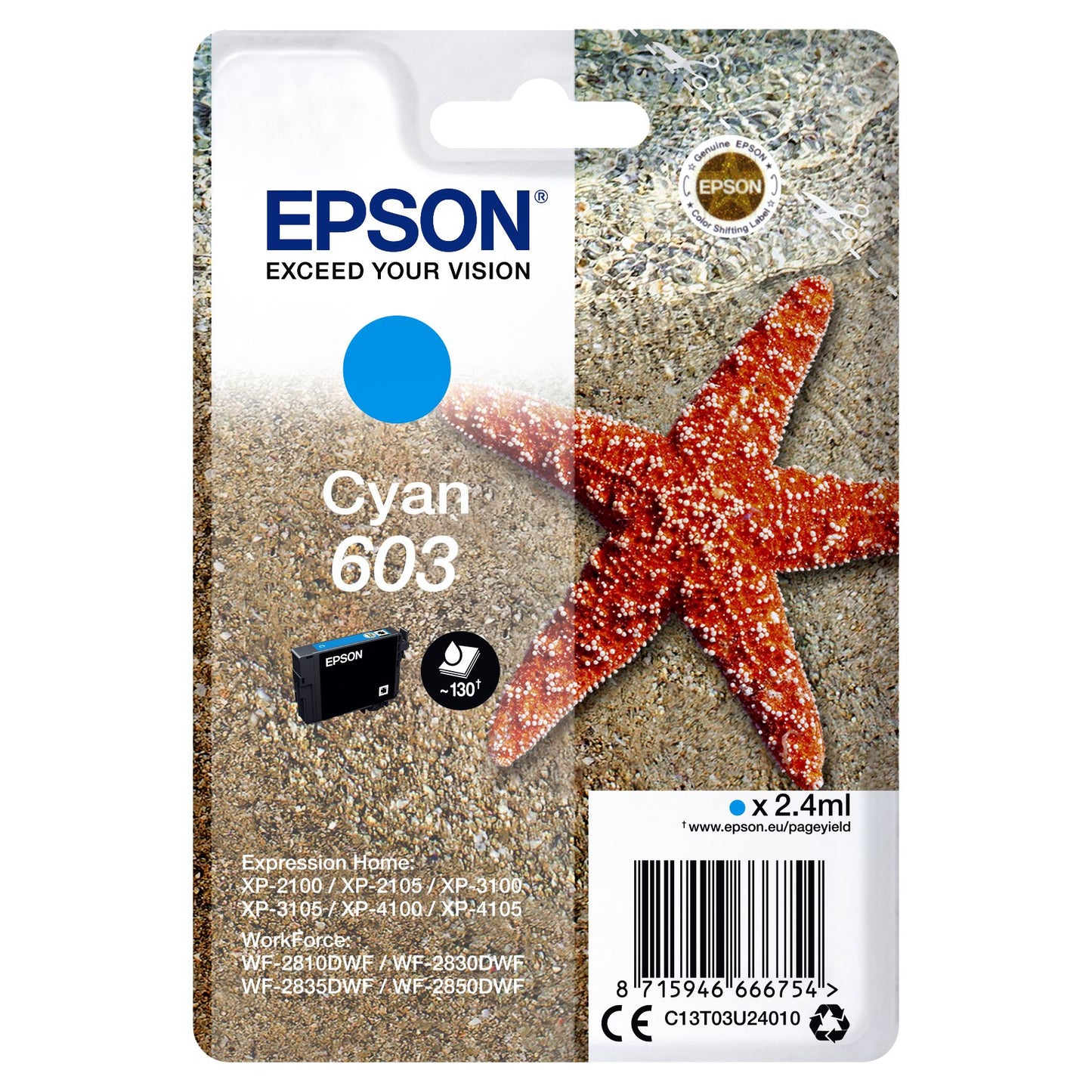 Epson - Tintenpatrone 603 T03U2 blau | 10 Stück