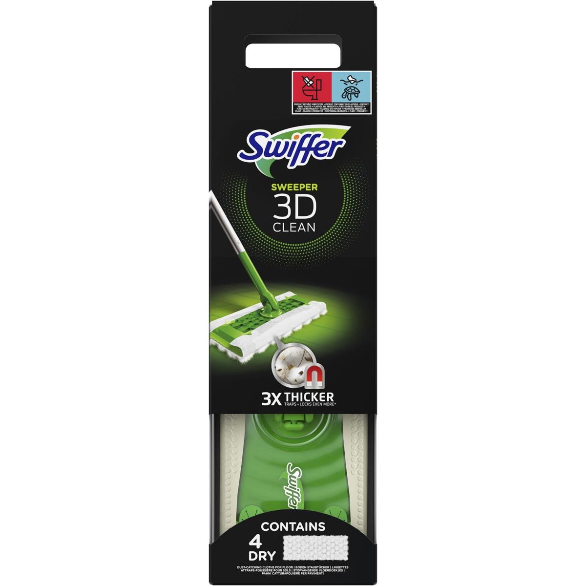 Swiffer - Bodenreiniger 3D Clean Terkit, mit 4 trockenen und 2 feuchten Staubtüchern