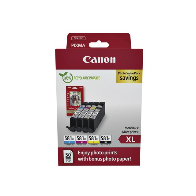 Canon - Tintenpatrone CLI-581XL 4 Farben + Papier