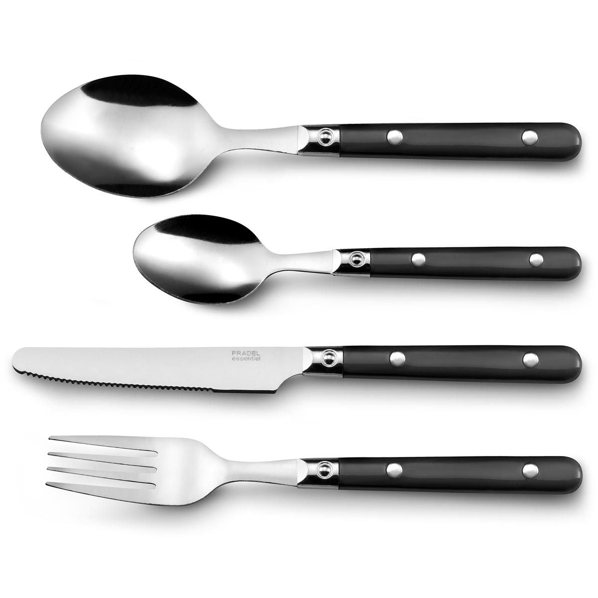 Pradel - Essentiel bestekset Saxo, zwart, set van 16 stuks