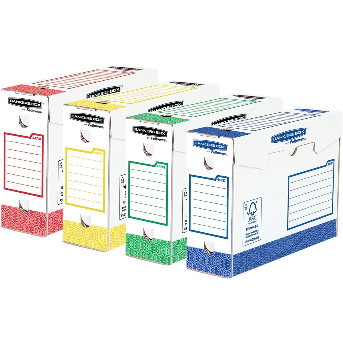 Bankers Box – einfache Archivbox, robust, 9,5 x 24,5 x 33 cm, verschiedene Farben, 8er-Pack