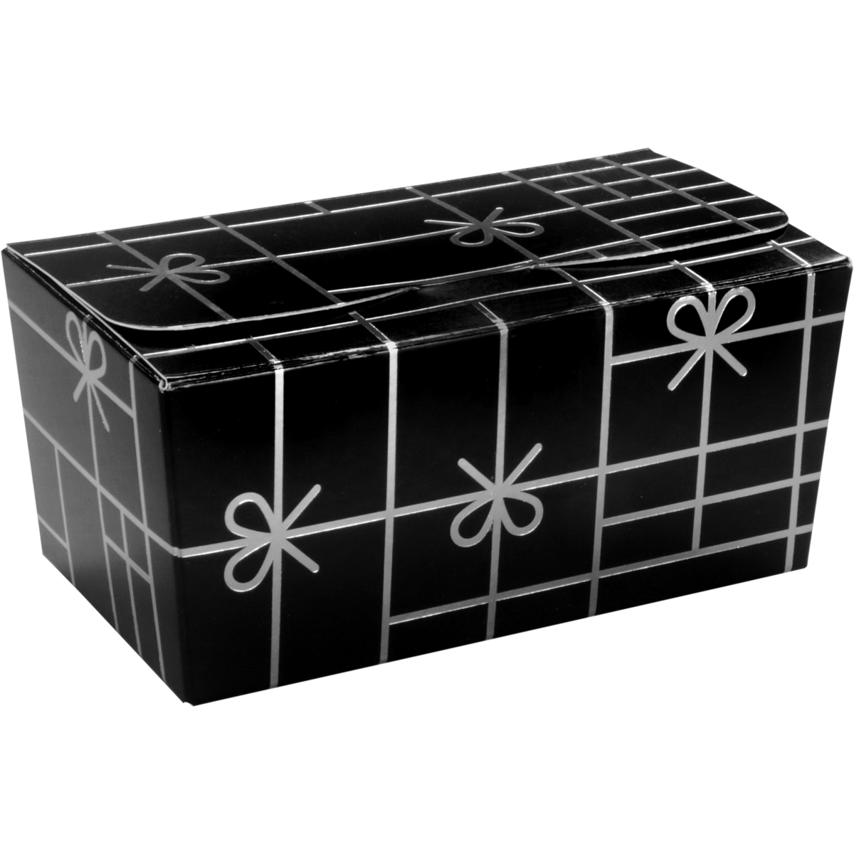 Klika - Ballotin | Strikken | karton + PP | 250gr | 113x62x55mm | zwart/zilver | 200 stuks