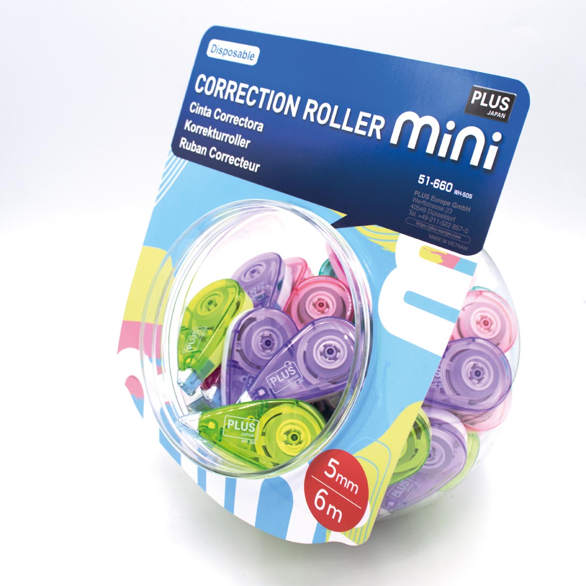 Plus - Korrekturroller Mini Count, 6 m x 5 mm, Display à 50 Stück in verschiedenen Farben
