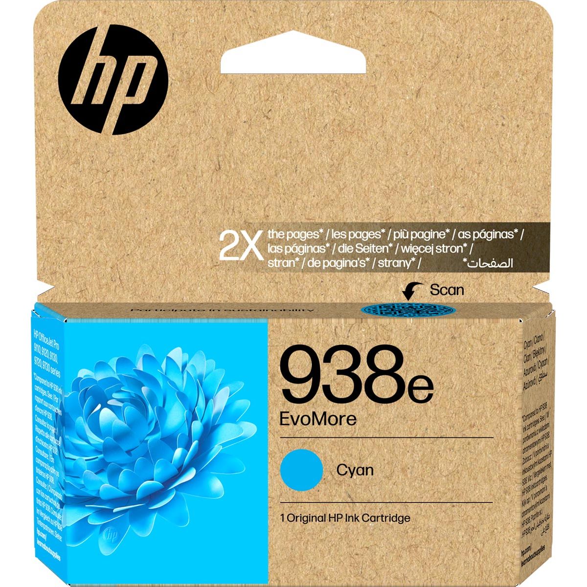 HP - inktcartridge 938e, 1.650 pagina's, OEM 4S6X9PE, cyaan