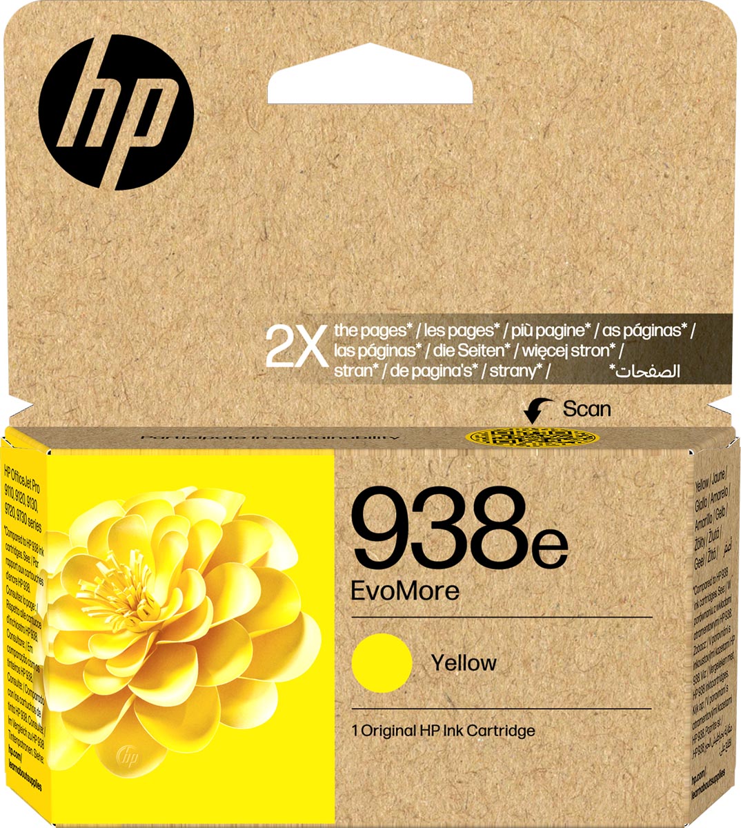 HP - inktcartridge 938e, 1.650 pagina's, OEM 4S6Y1PE, geel