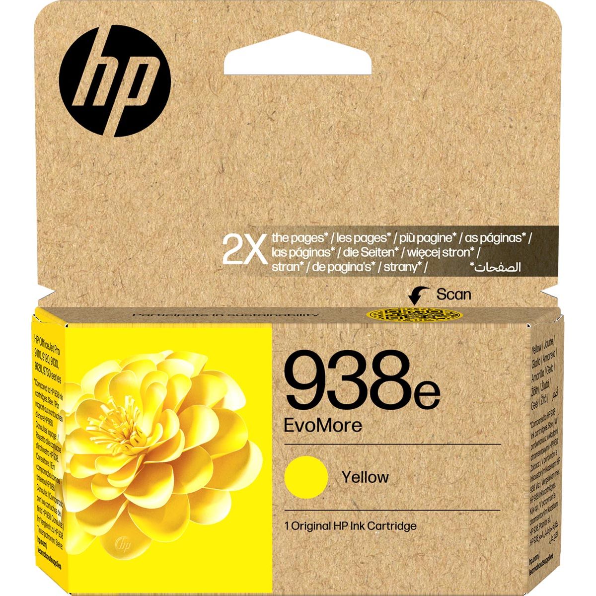 HP - inktcartridge 938e, 1.650 pagina's, OEM 4S6Y1PE, geel