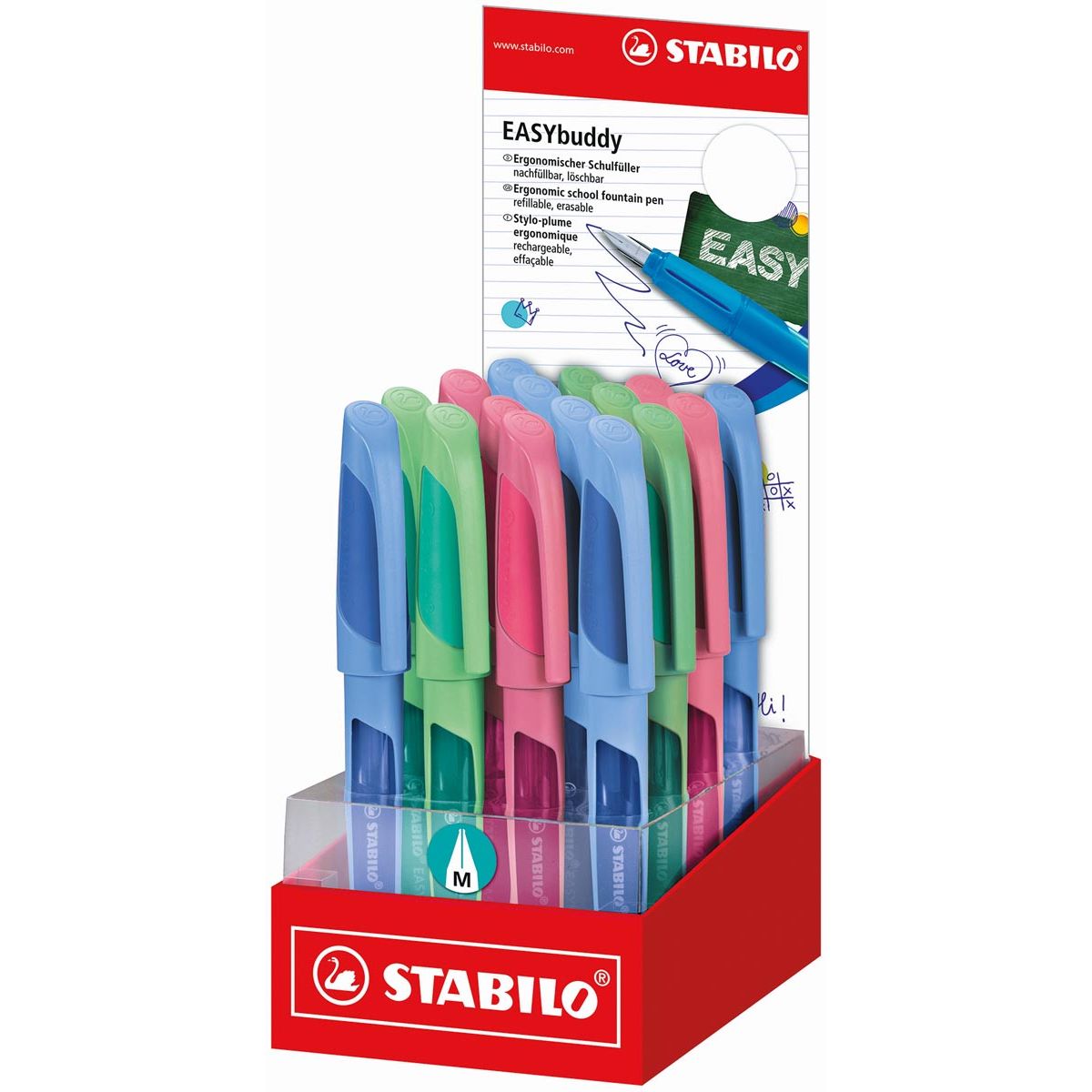 STABILO - EASYBuddy Füllfederhalter Pastell, Display à 16 Stück