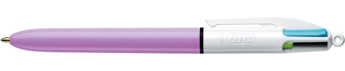 Bic – Colors Fun 4-Farben-Kugelschreiber, mittel, pastellfarbene Tinte, Gehäuse pastellrosa