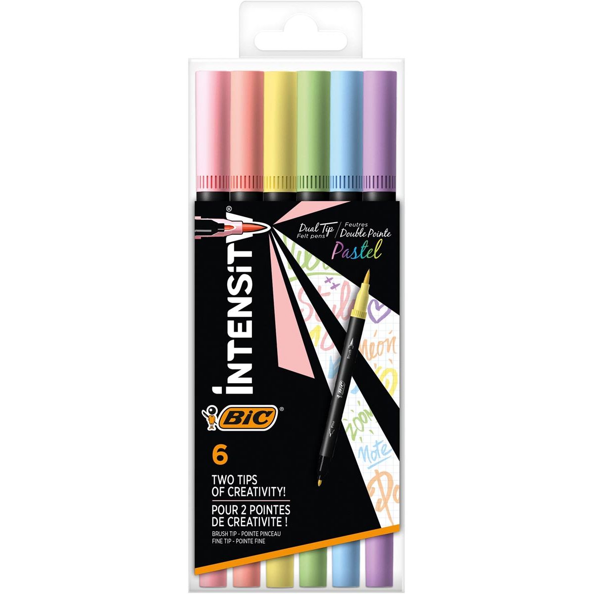 Bic - Filzstift Intensity Dual Spitze, Karton mit 6 Stück, Pastell