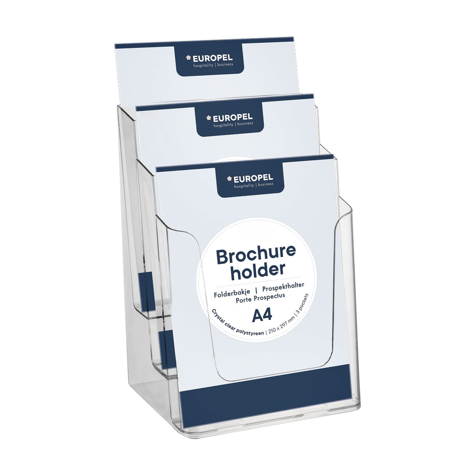 Europel - Prospekthalter Peel 3 Fächer A4 transparent