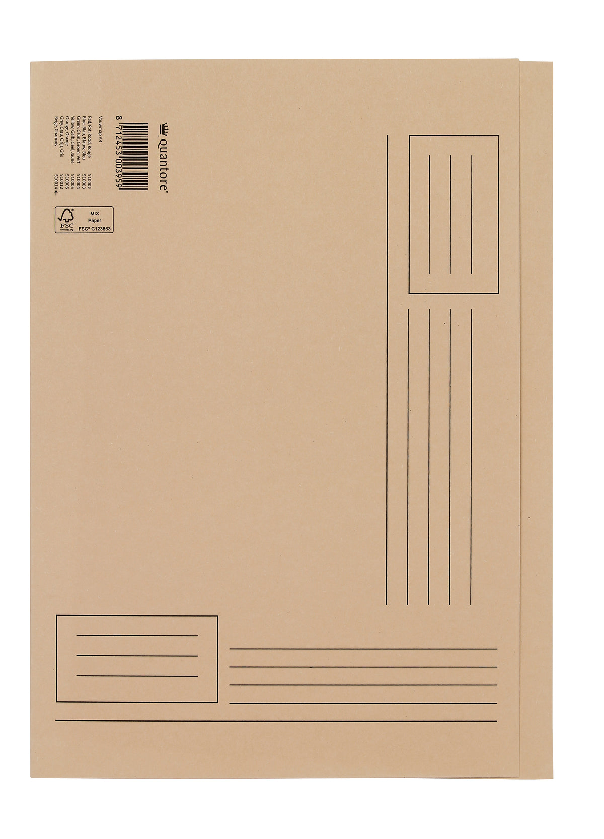 Quantore - Faltmappe A4 unebene Seite 230gr beige | 100 Stück