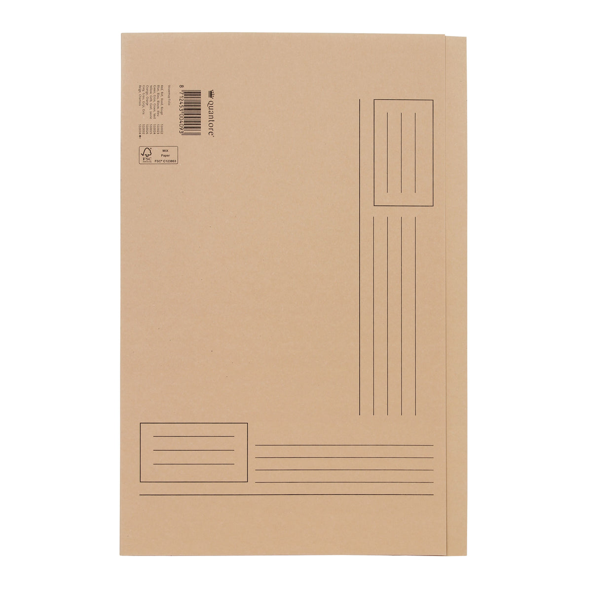 Quantore - Faltmappe Folio unebene Seite 250gr beige | 10 Stück