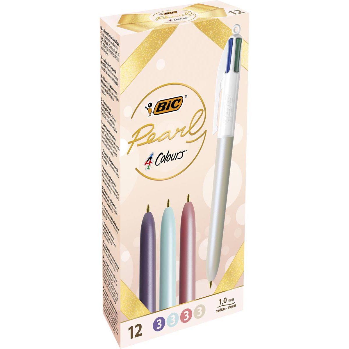 BIC - 4-kleurenbalpen Pearl, doos van 12 stuks, assorti