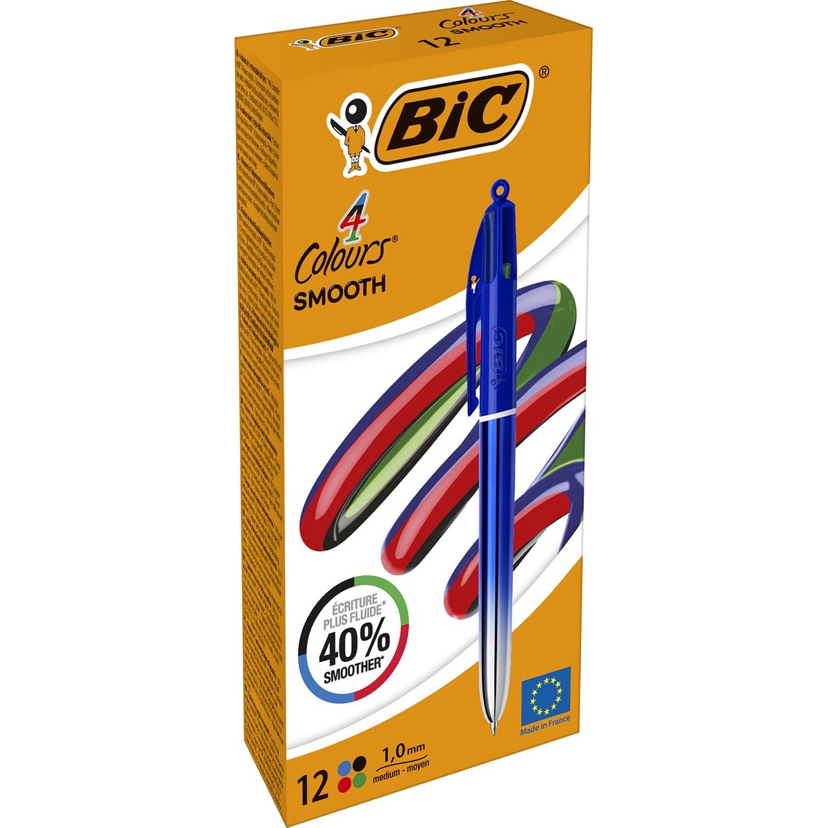 Bic - Colors Smooth Gradiant 4-Farben-Kugelschreiber, mittel, blau