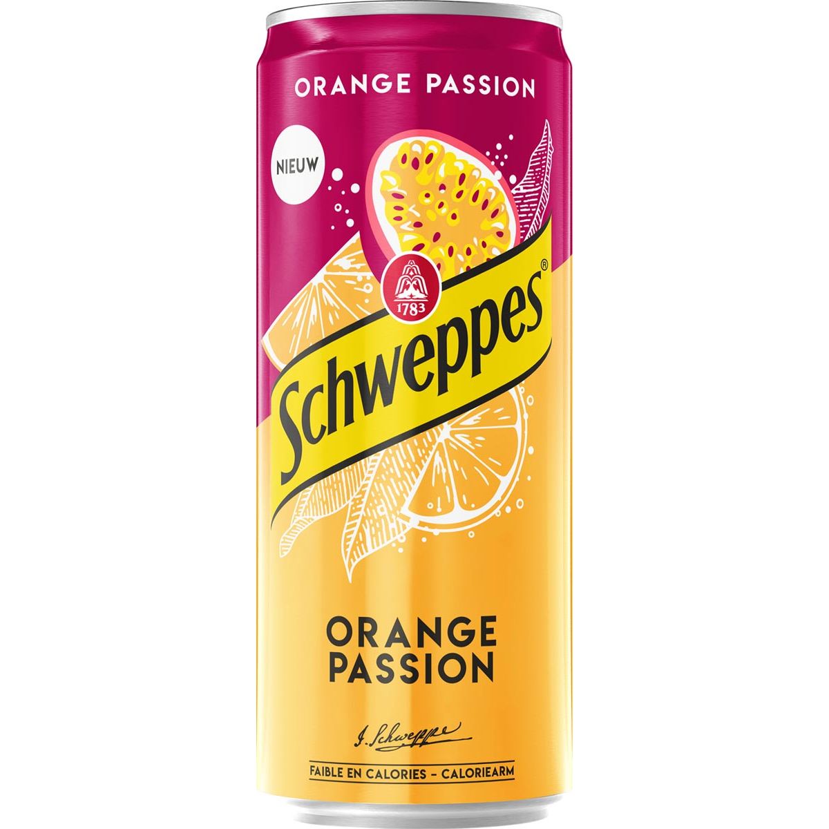 Schweppes - Orange sion frisdrank, sleek blik van 33 cl, pak van 24 stuks