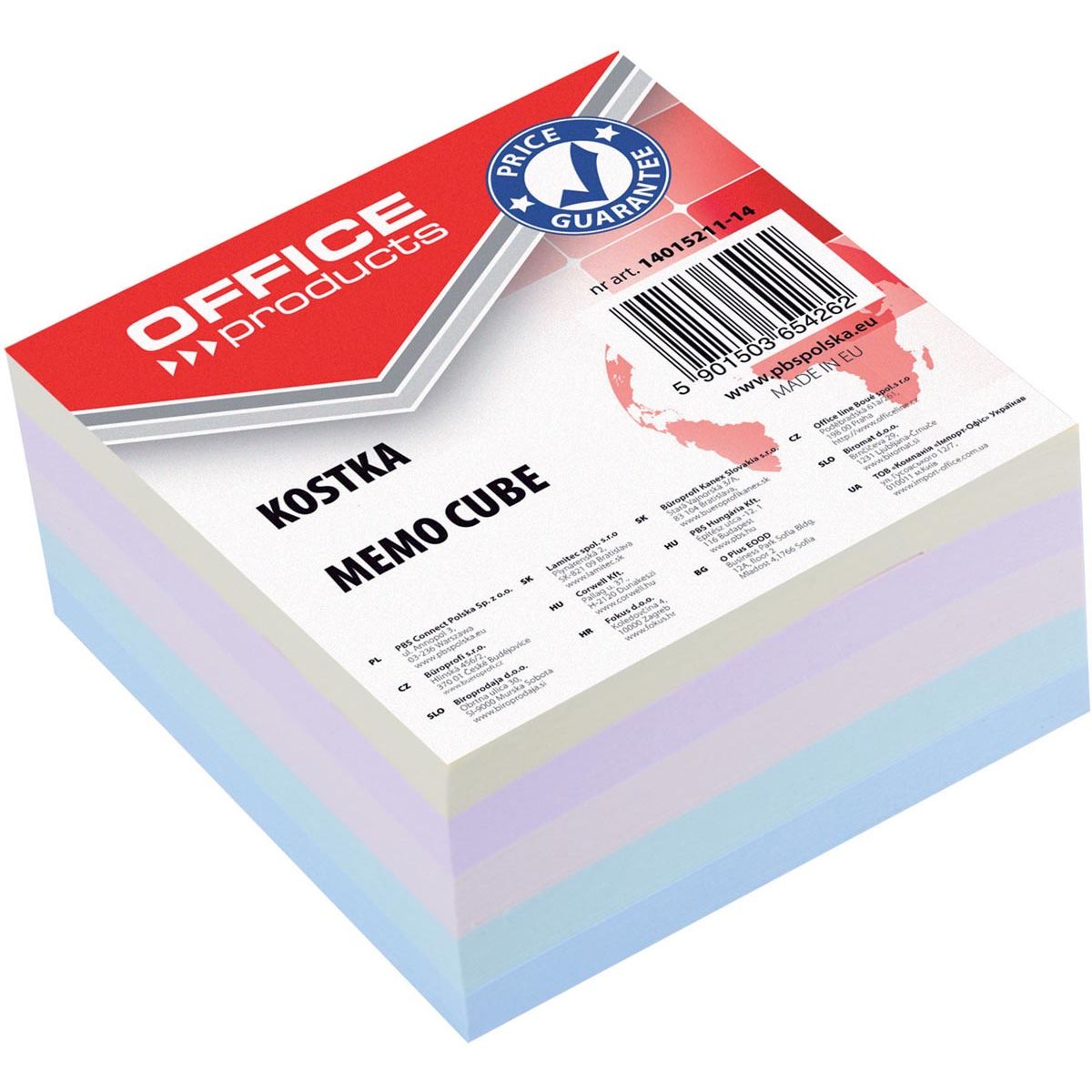 OFFICE products - memokubus, gelijmd, 8,5 x 8,5 x 4 cm, geassorteerde pastelkleuren