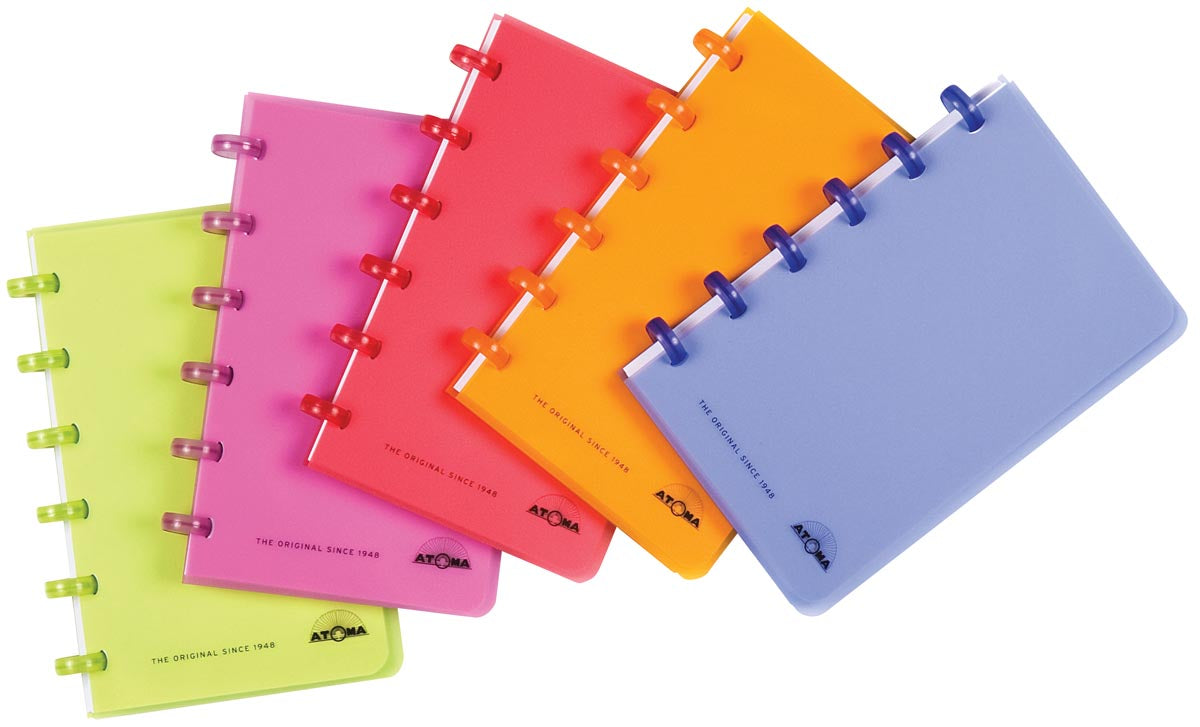 Atoma - Trendy notitiboekje, ft A6, 120 bladzijden, PP, geruit 5 mm, geassorteerde kleuren