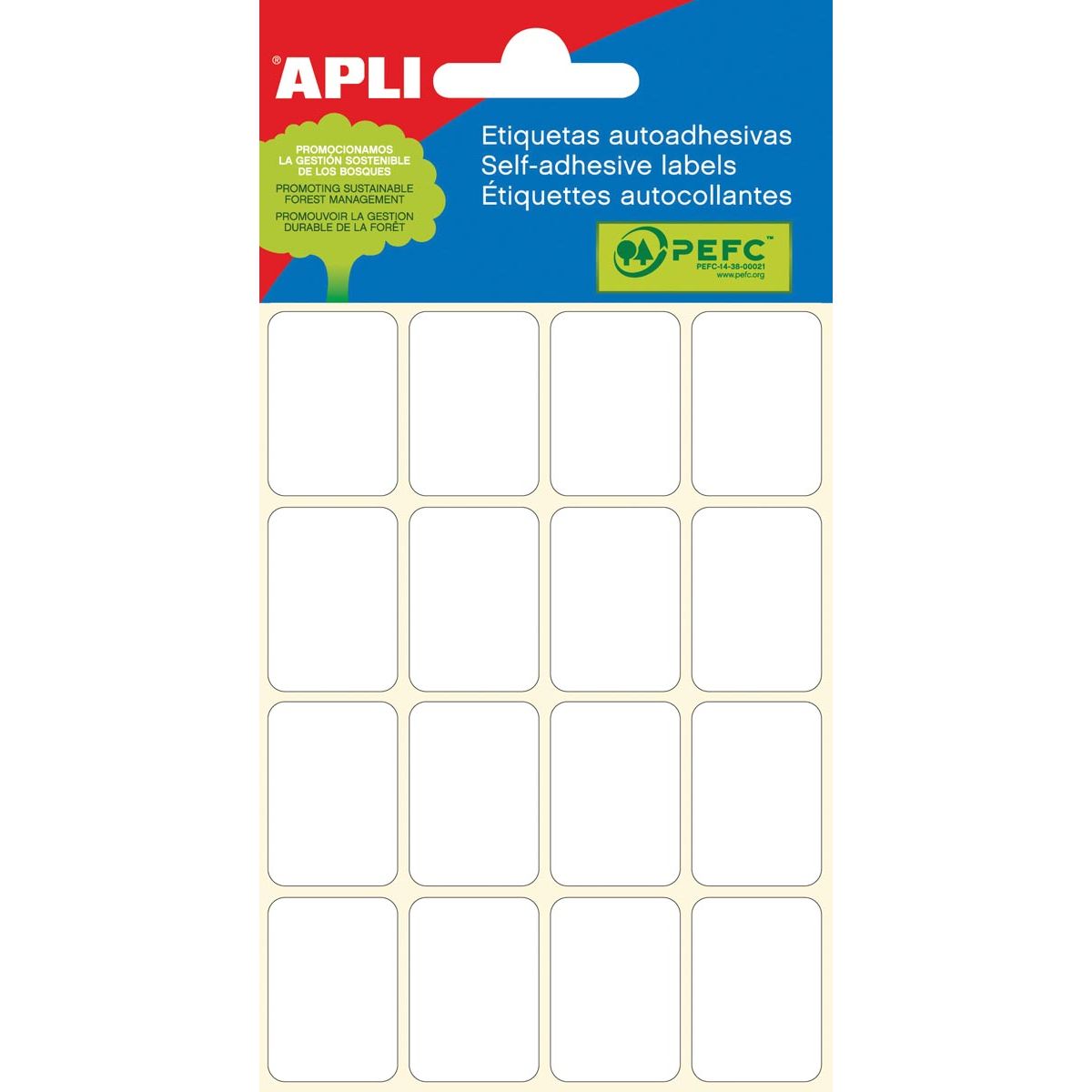 Apli – Weiße Etiketten, 19 x 27 mm (B x H), 96 Stück, 16 pro Blatt (2675)