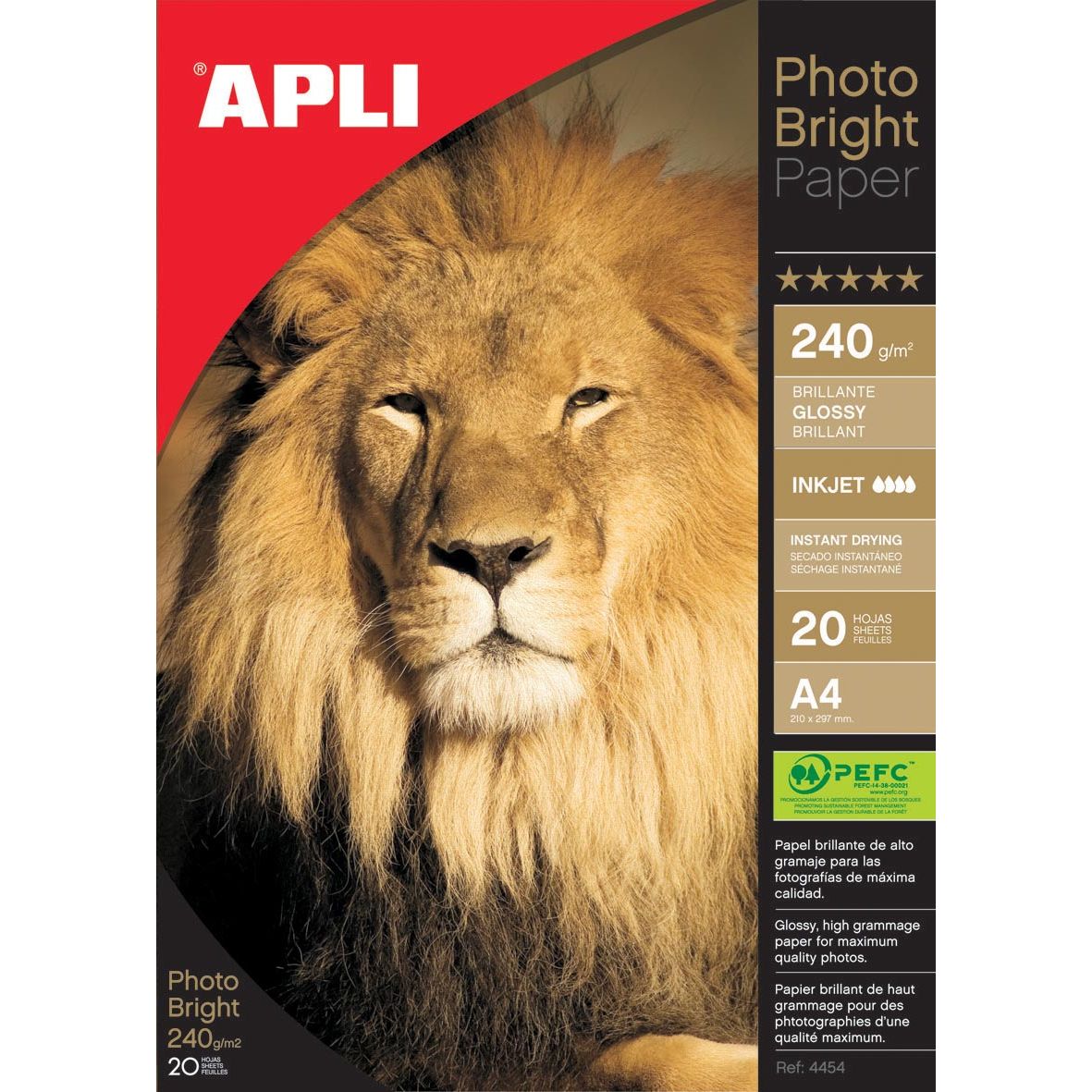 Apli - Fotopapier Photo Bright ft A4, 240 g, Packung mit 20 Blatt