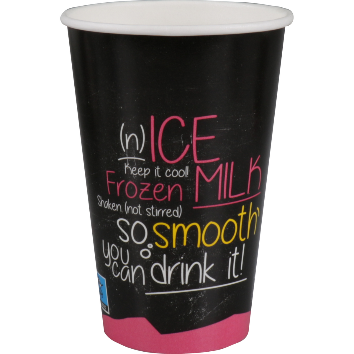 Depa - | Milkshakebeker | ICE is (N)ICE | Karton + PE | 400ml | 16oz | Ø90mm | zwart/roze | 1000 stuks