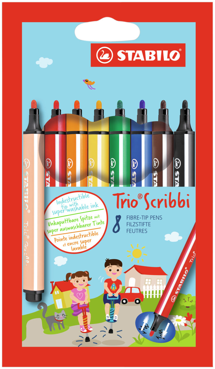 STABILO - Filzstift Trio Scribbi 368/8 sortiert im Karton mit 8 Stück