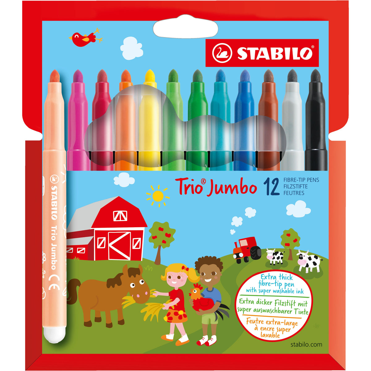 STABILO - Filzstift Trio 380/12 extra großes sortiertes Etui mit 12 Stück