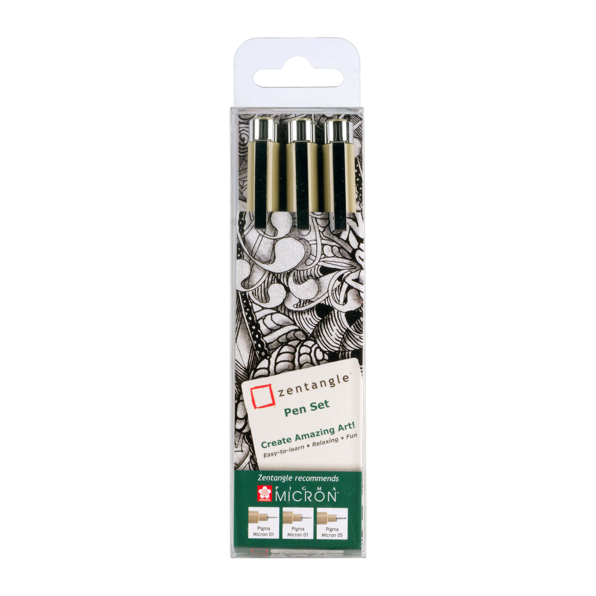 Sakura - Zeichenset Zentangle 3er-Set Stifte schwarz | 5 Stück