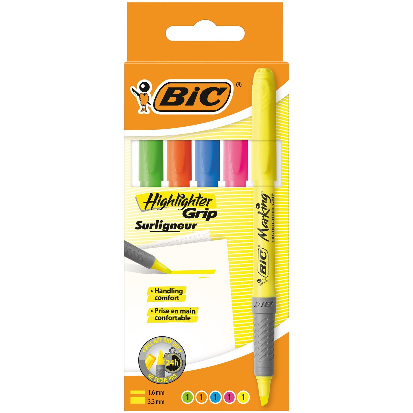 BIC – Textmarker-Griff, sortiert, 5-teilig
