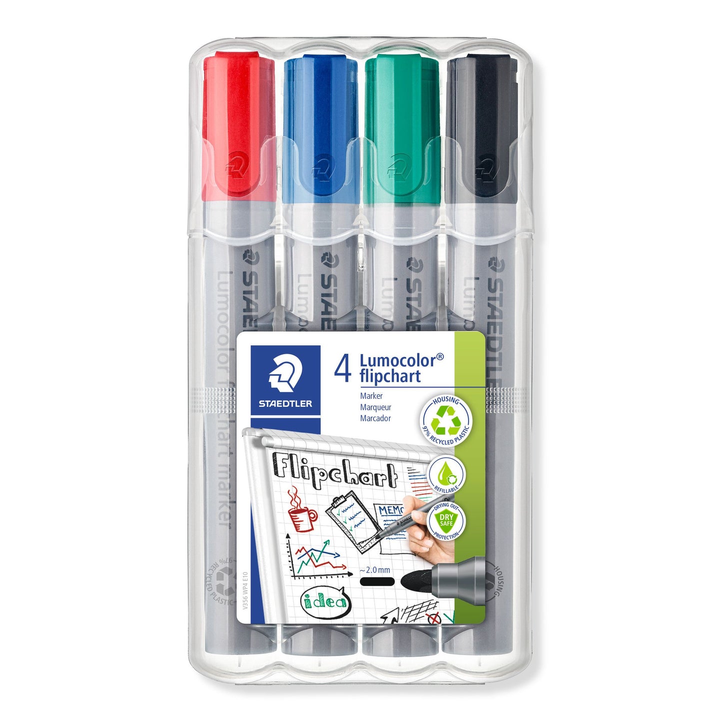 Staedtler - Filzstift 356 für Flipchart rund 2mm 4 Stück sort