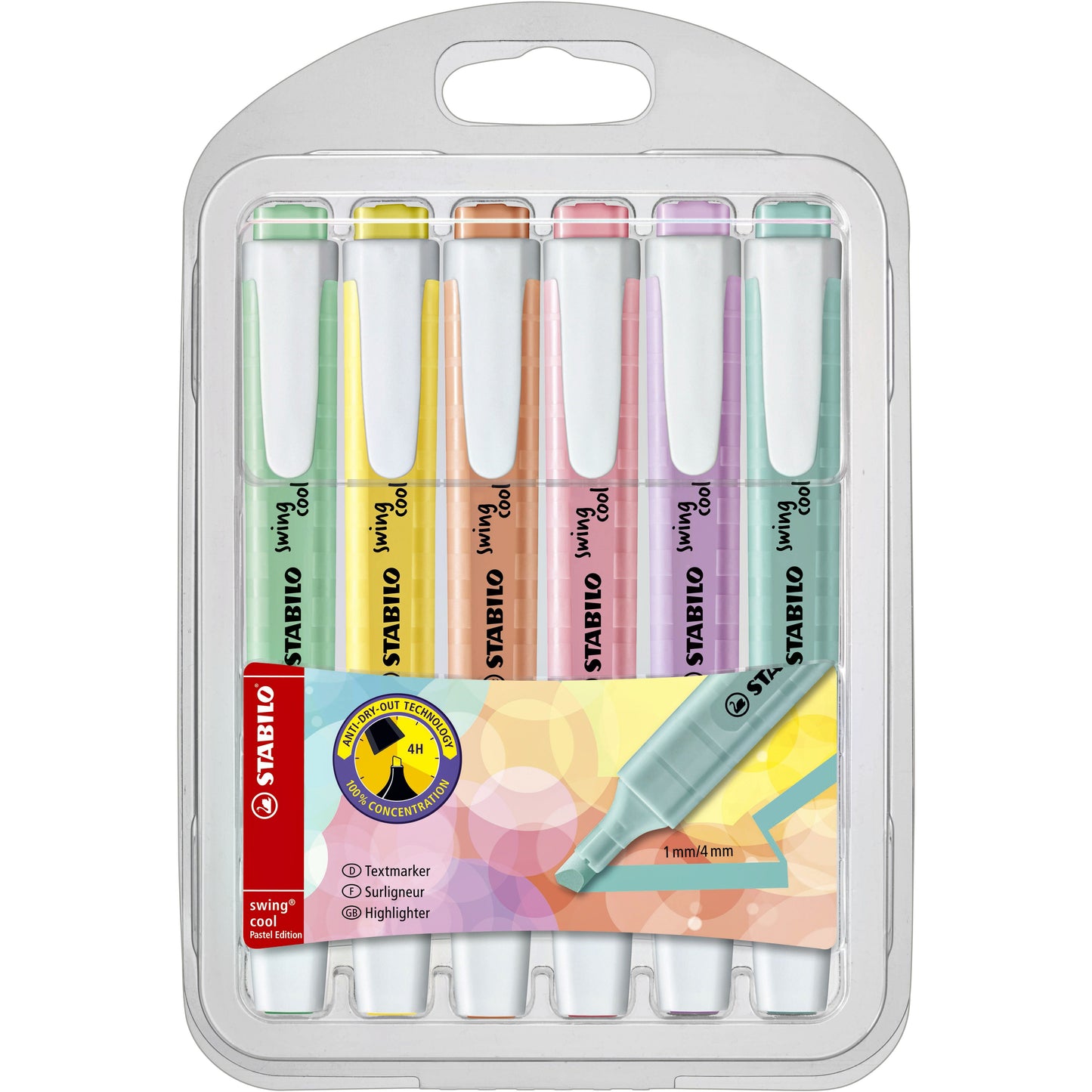 Stabilo - Textmarker Swing cool 275/6 Pastell sortiert, Karton mit 6 Stück